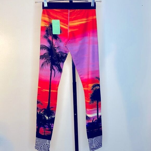 NEW…Pink/Red Multi colored long leggings size XS (extra small) from Forever21 - Picture 3 of 3